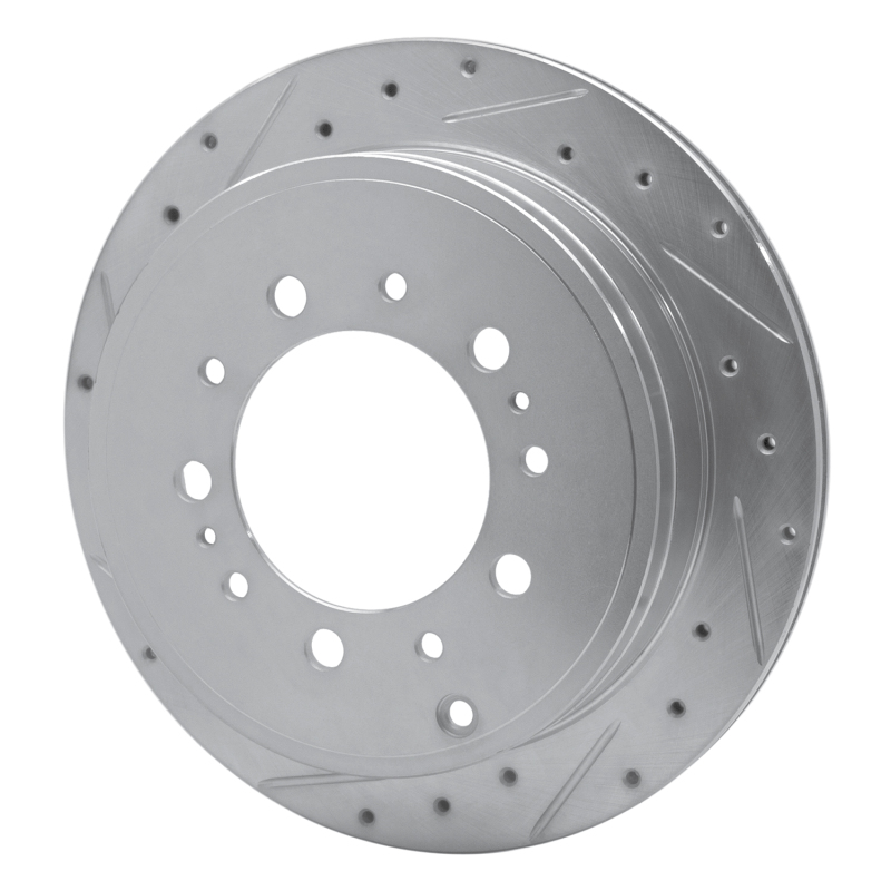 Lexus LX570 Brake Rotor (1) - Rear Left - R1 Concepts - Drilled & Slotted - Silver - `07-`22
